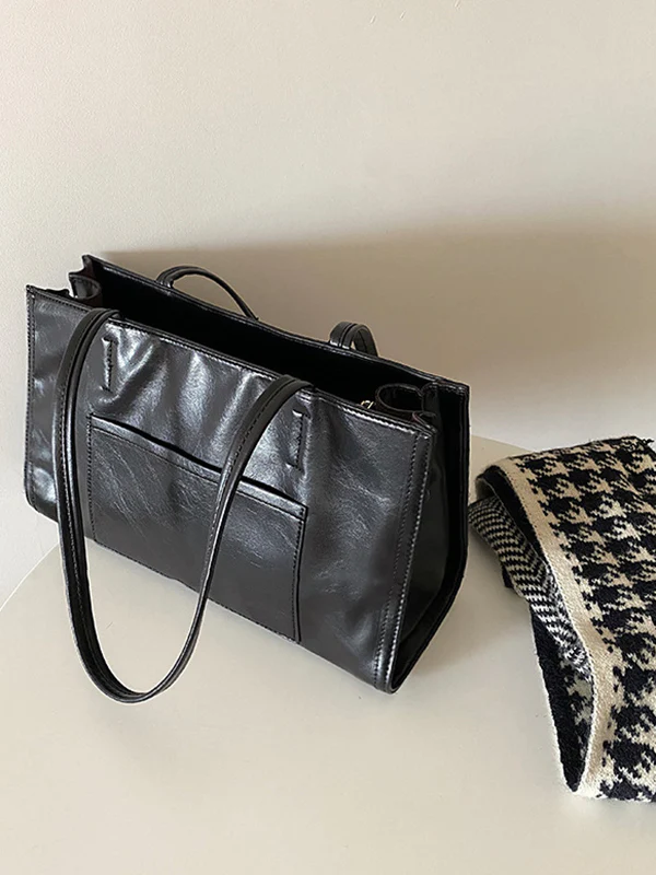 Simple Solid Color PU Bags Accessories - Image 3