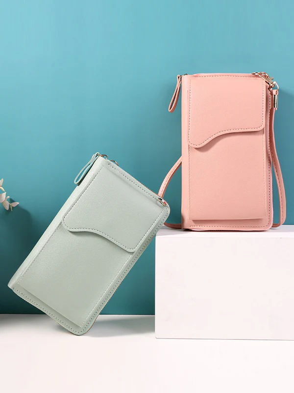 Simple Solid Color PU Sling Bag Shoulder Bag - Image 2