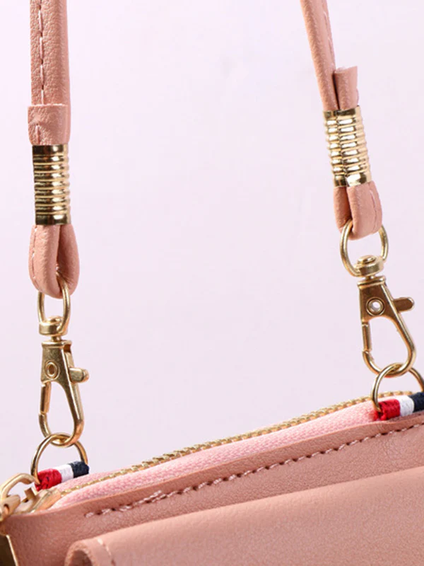 Simple Solid Color PU Sling Bag Shoulder Bag - Image 20