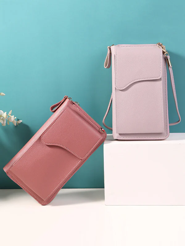 Simple Solid Color PU Sling Bag Shoulder Bag - Image 3