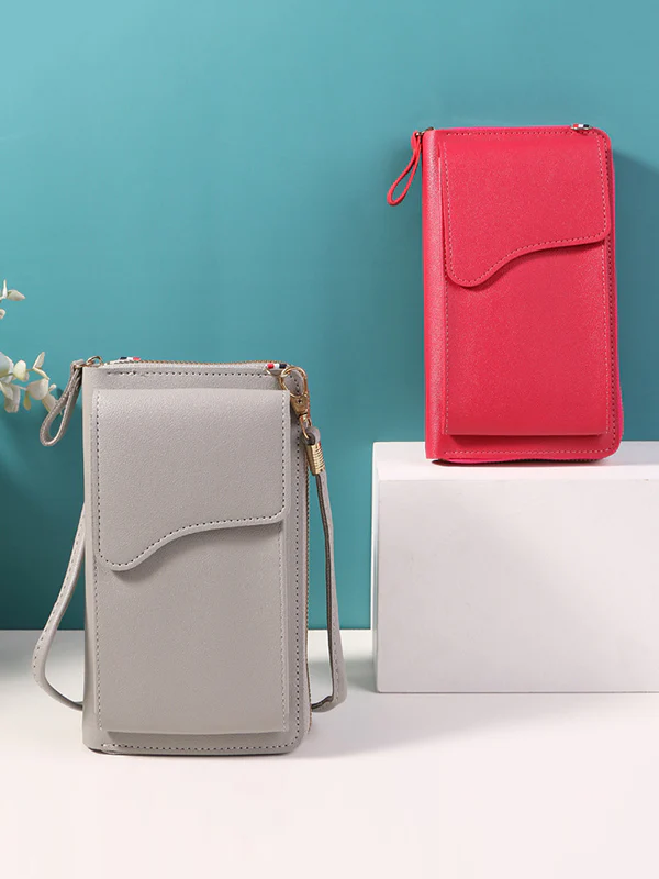 Simple Solid Color PU Sling Bag Shoulder Bag - Image 4