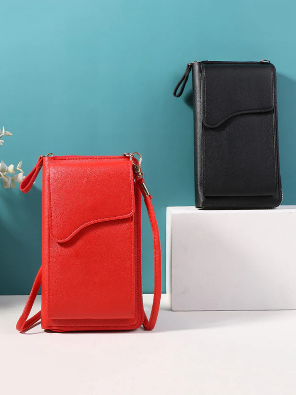 Simple Solid Color PU Sling Bag Shoulder Bag - Image 5
