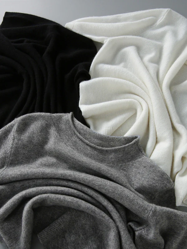 Simple Solid Color Round-Neck Short Sleeves Sweater - Image 15