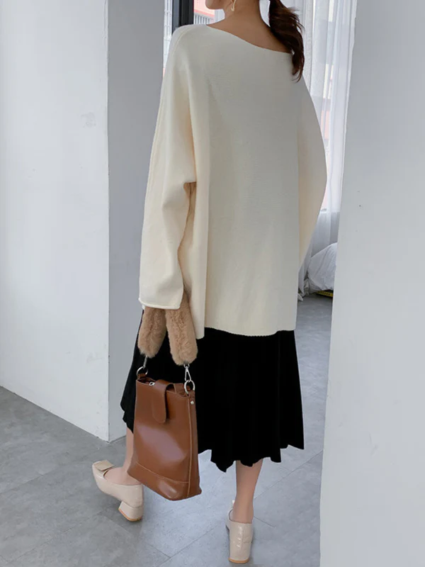 Simple Solid Color Round-Neck Sweater - Image 10