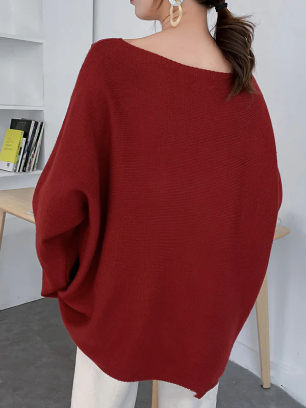 Simple Solid Color Round-Neck Sweater - Image 13