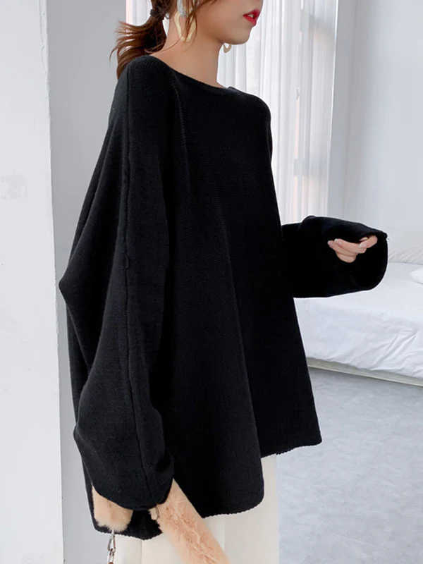 Simple Solid Color Round-Neck Sweater - Image 16