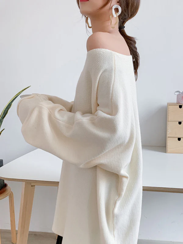 Simple Solid Color Round-Neck Sweater - Image 7