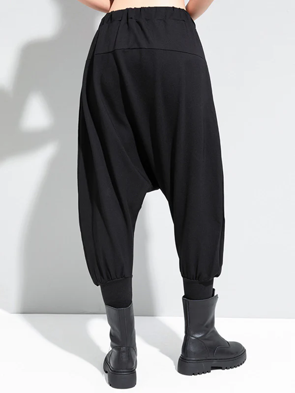 Simple Solid Elasticity Harem Pants - Image 4