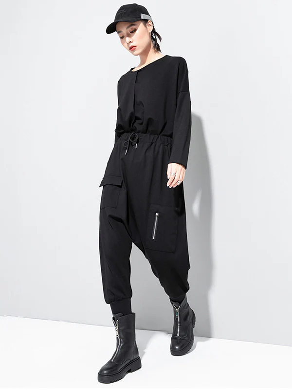 Simple Solid Elasticity Harem Pants - Image 6