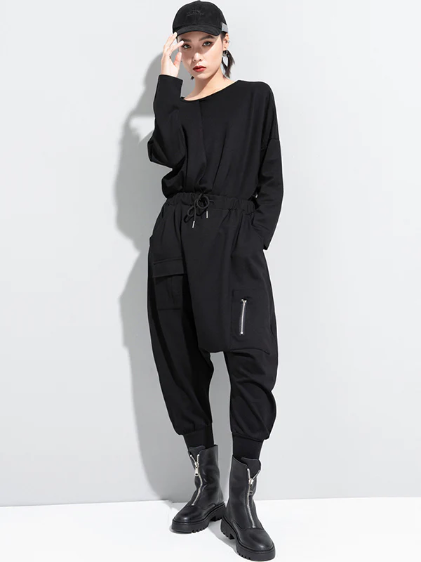Simple Solid Elasticity Harem Pants - Image 7
