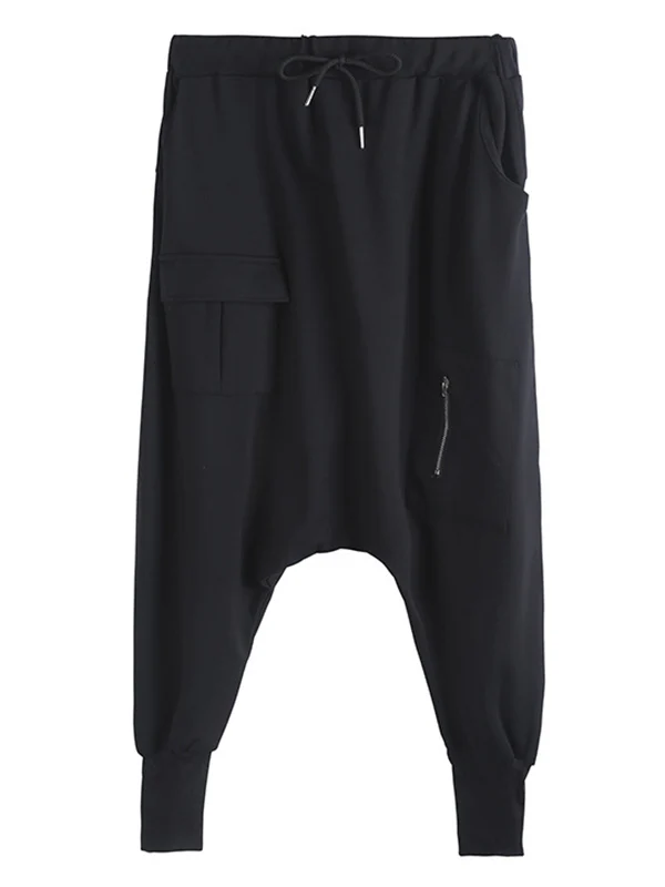 Simple Solid Elasticity Harem Pants - Image 8