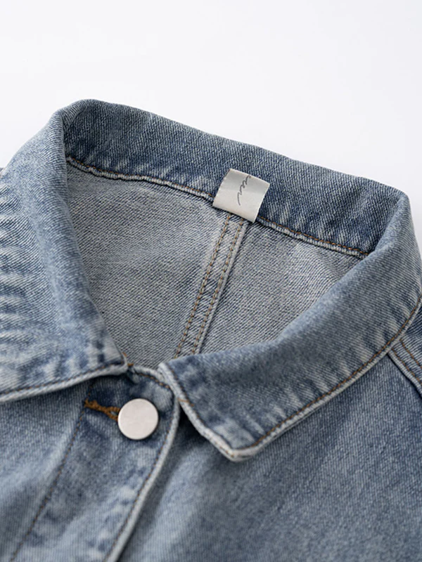 Simple Split-Joint Solid Color Denim Vest Outerwear - Image 17