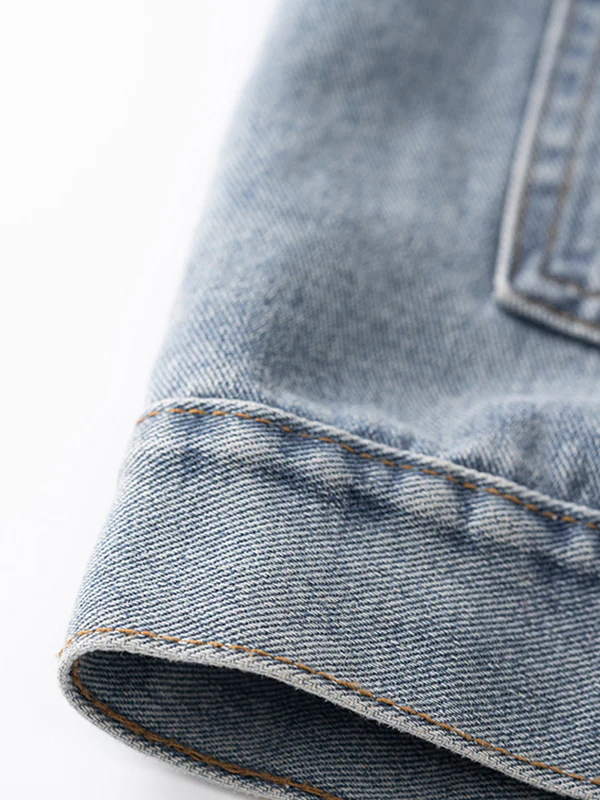 Simple Split-Joint Solid Color Denim Vest Outerwear - Image 21