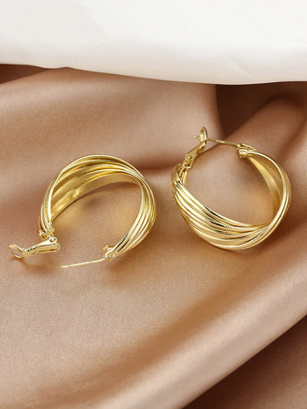 Simple Stylish Gold Hip-Hop Original Ear-Ring - Image 2