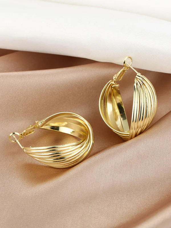 Simple Stylish Gold Hip-Hop Original Ear-Ring - Image 3