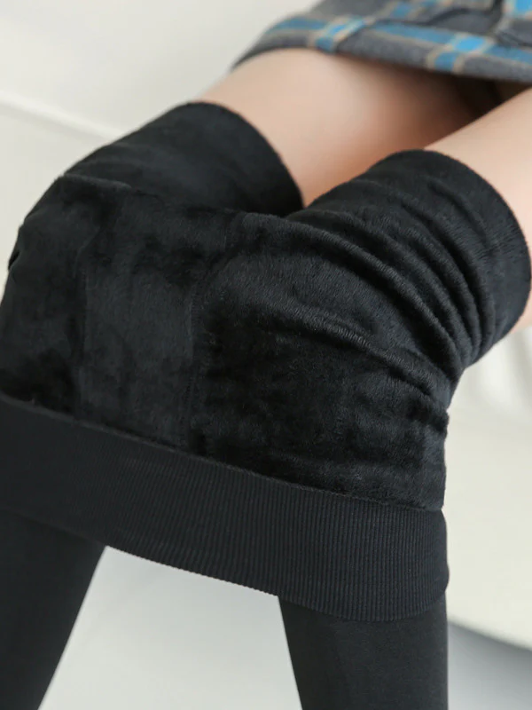 Simple Velvet Keep Warm Solid Color Leggings - Image 2