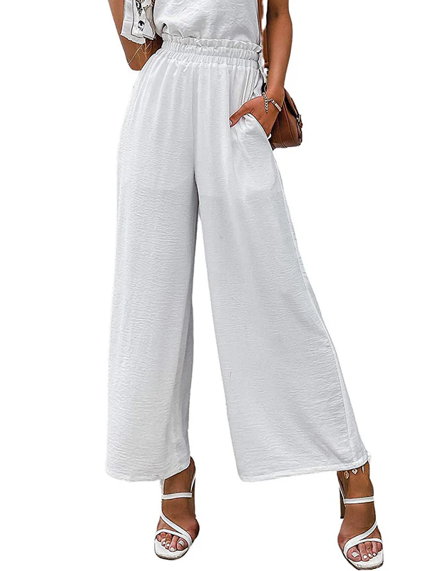 Simple Wide Leg Loose Elasticity Casual Pants Bottoms - Image 11