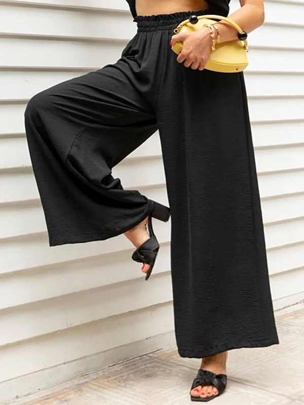 Simple Wide Leg Loose Elasticity Casual Pants Bottoms - Image 13