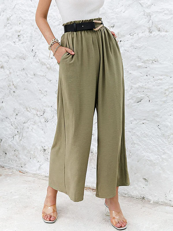 Simple Wide Leg Loose Elasticity Casual Pants Bottoms - Image 15