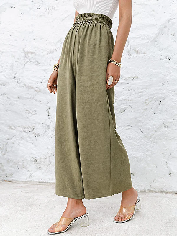 Simple Wide Leg Loose Elasticity Casual Pants Bottoms - Image 16
