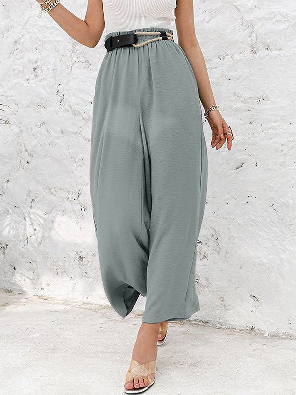 Simple Wide Leg Loose Elasticity Casual Pants Bottoms - Image 17
