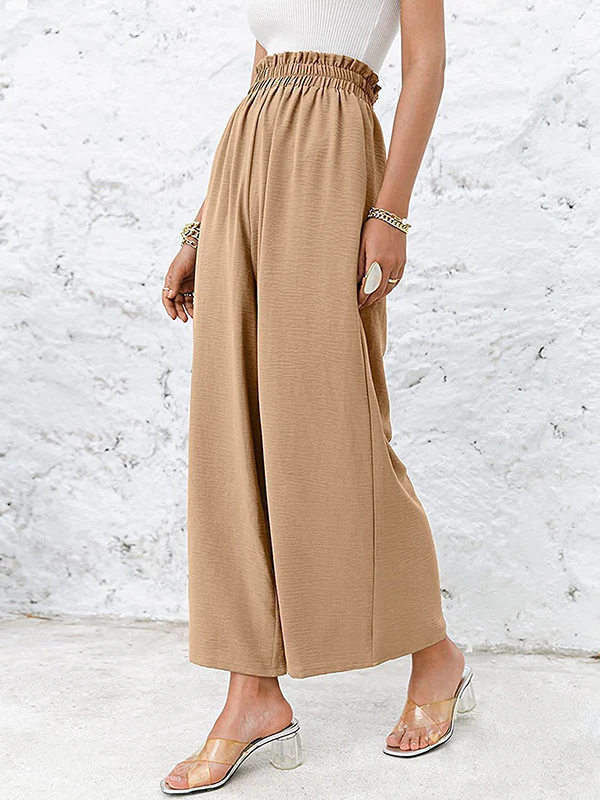 Simple Wide Leg Loose Elasticity Casual Pants Bottoms - Image 19