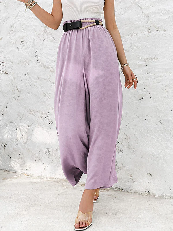 Simple Wide Leg Loose Elasticity Casual Pants Bottoms - Image 20