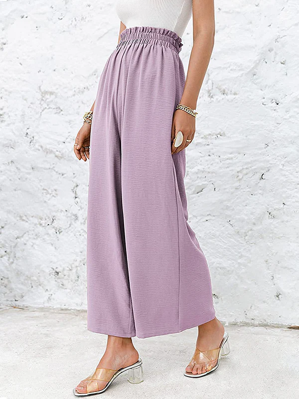 Simple Wide Leg Loose Elasticity Casual Pants Bottoms - Image 21