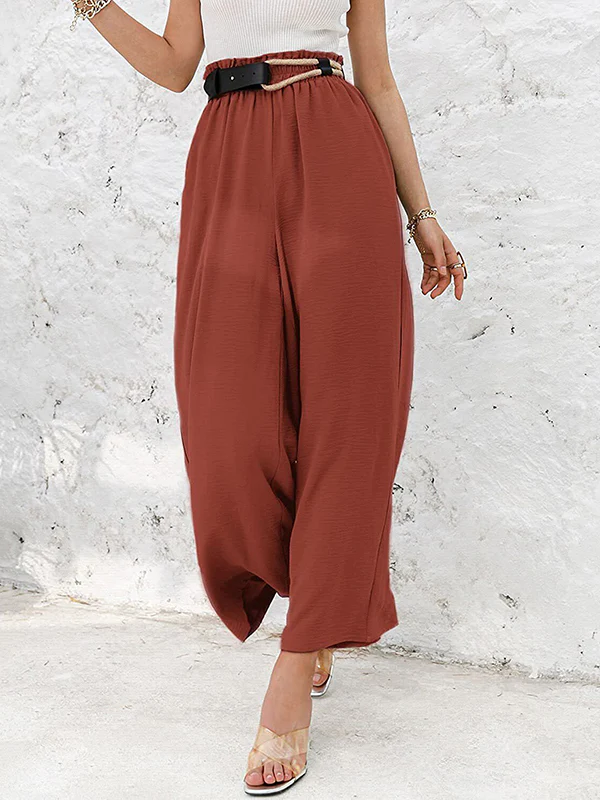 Simple Wide Leg Loose Elasticity Casual Pants Bottoms - Image 25