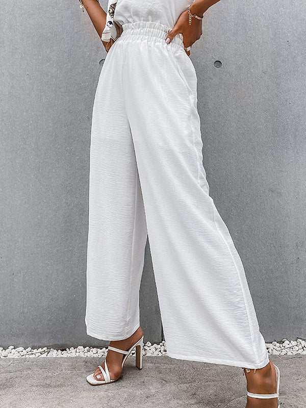 Simple Wide Leg Loose Elasticity Casual Pants Bottoms - Image 27