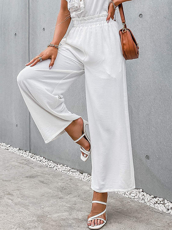 Simple Wide Leg Loose Elasticity Casual Pants Bottoms - Image 28