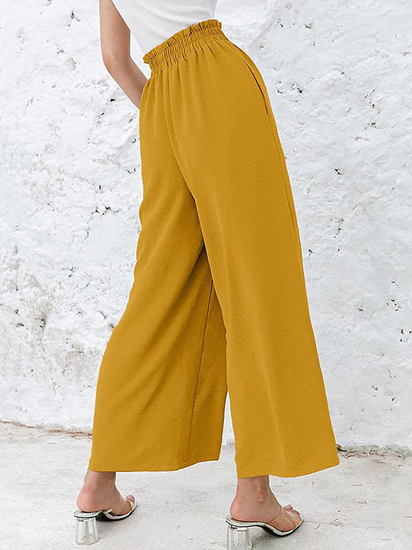 Simple Wide Leg Loose Elasticity Casual Pants Bottoms - Image 29