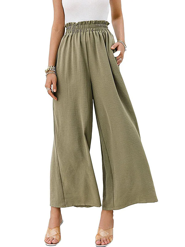 Simple Wide Leg Loose Elasticity Casual Pants Bottoms - Image 3