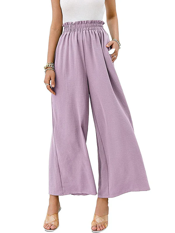 Simple Wide Leg Loose Elasticity Casual Pants Bottoms - Image 6