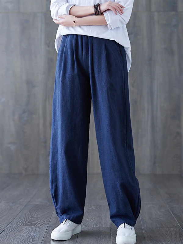 Simple Wide Leg Loose Elasticity Solid Color Casual Pants Bottoms - Image 11