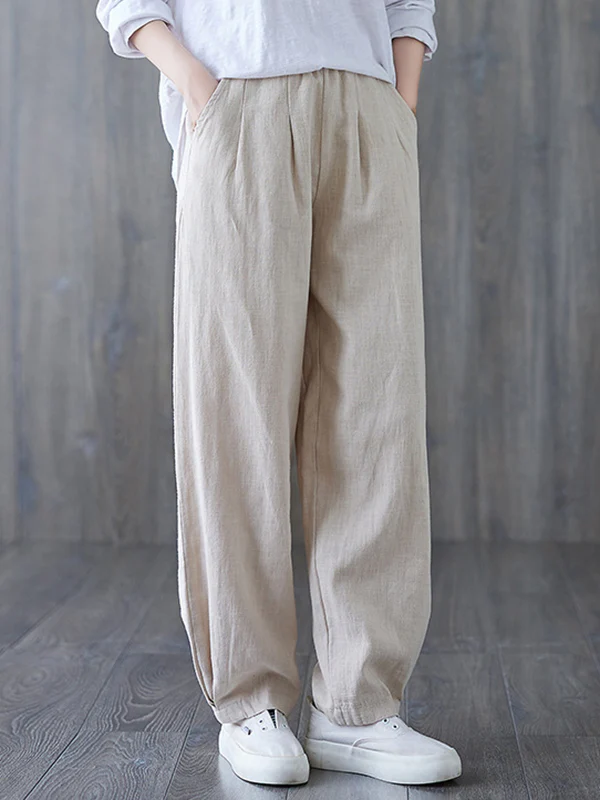 Simple Wide Leg Loose Elasticity Solid Color Casual Pants Bottoms - Image 13