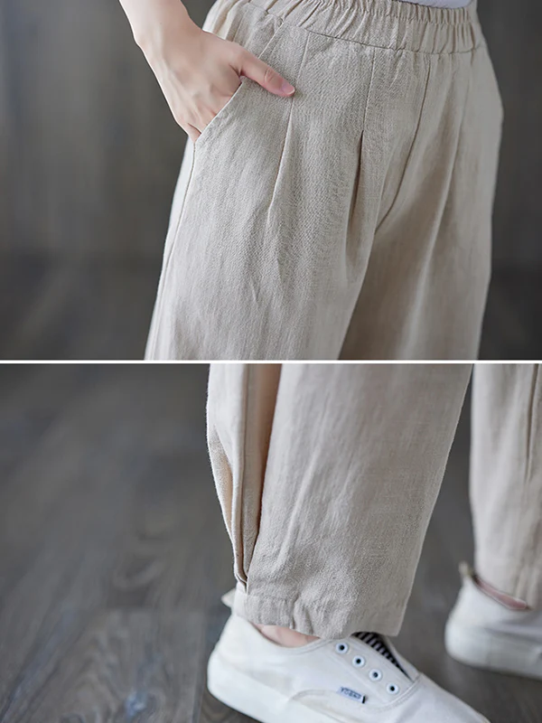 Simple Wide Leg Loose Elasticity Solid Color Casual Pants Bottoms - Image 15