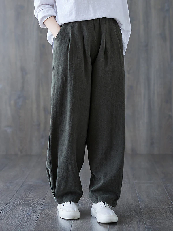Simple Wide Leg Loose Elasticity Solid Color Casual Pants Bottoms - Image 2