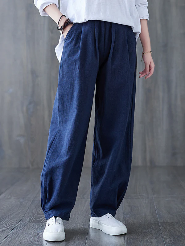 Simple Wide Leg Loose Elasticity Solid Color Casual Pants Bottoms - Image 3