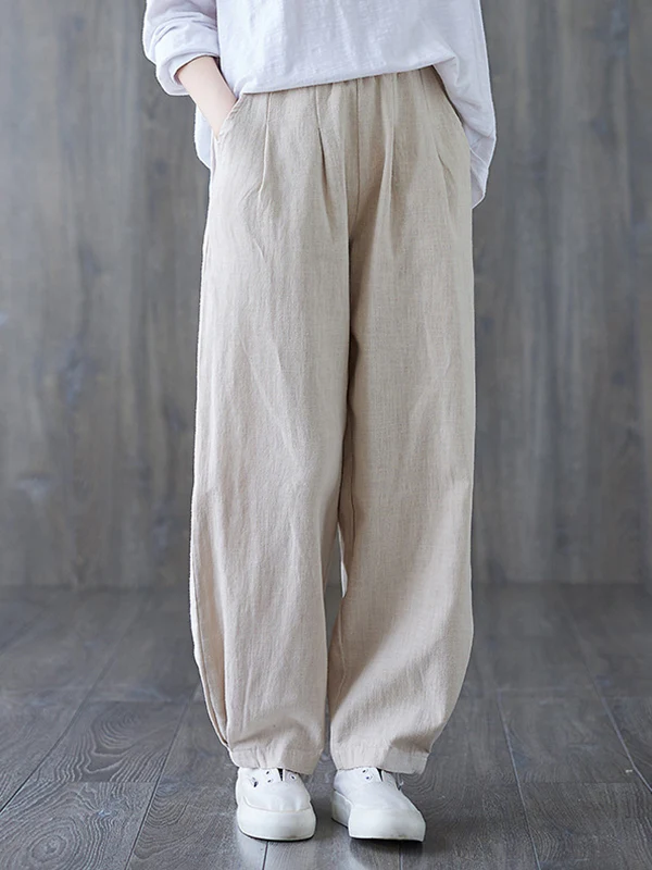 Simple Wide Leg Loose Elasticity Solid Color Casual Pants Bottoms - Image 4
