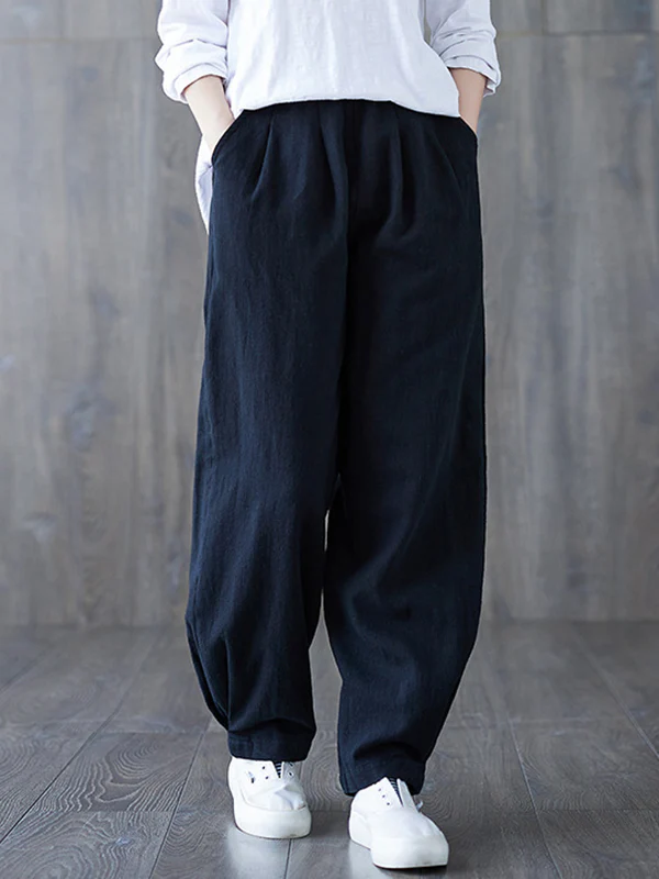 Simple Wide Leg Loose Elasticity Solid Color Casual Pants Bottoms - Image 5