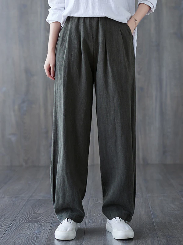 Simple Wide Leg Loose Elasticity Solid Color Casual Pants Bottoms - Image 9