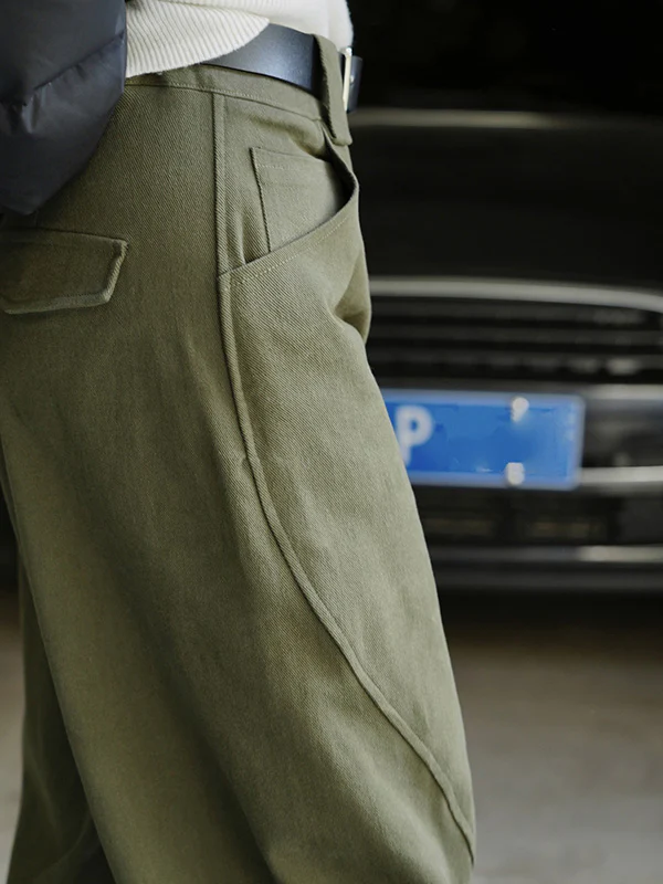 Simple Wide Leg Loose Solid Color Casual Pants Bottoms - Image 11