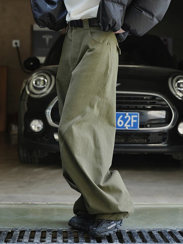 Simple Wide Leg Loose Solid Color Casual Pants Bottoms - Image 4