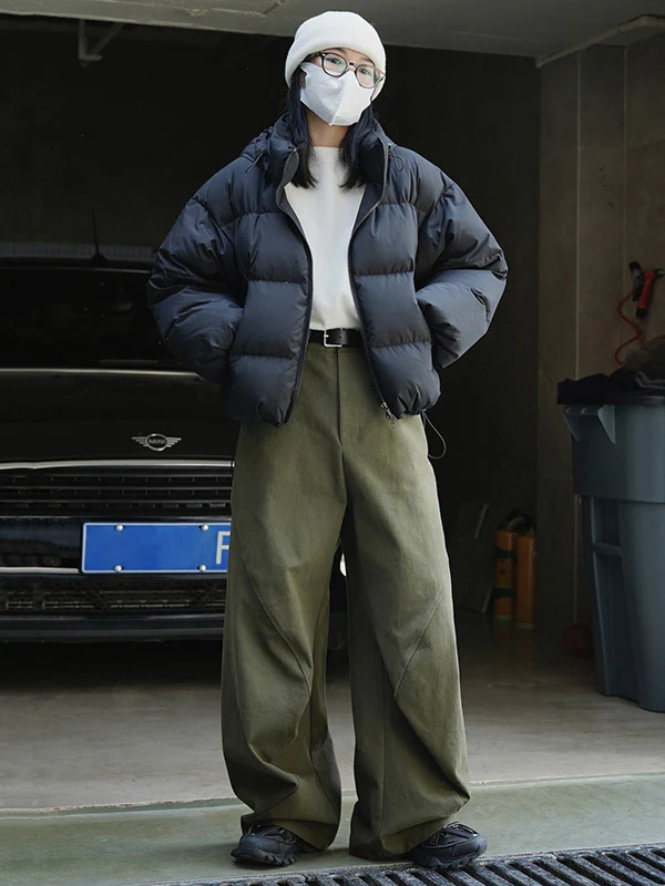 Simple Wide Leg Loose Solid Color Casual Pants Bottoms - Image 5