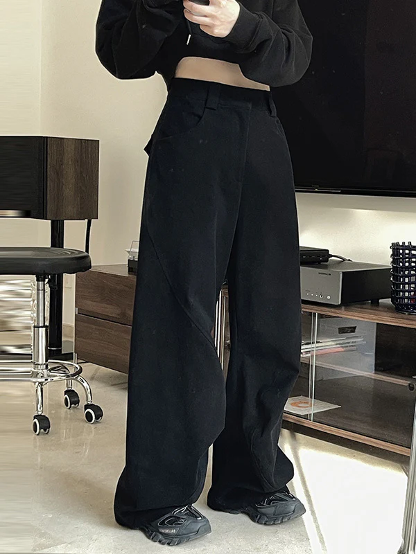 Simple Wide Leg Loose Solid Color Casual Pants Bottoms - Image 6