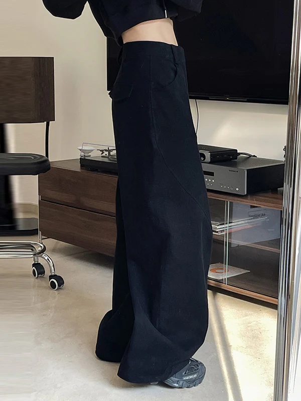 Simple Wide Leg Loose Solid Color Casual Pants Bottoms - Image 7