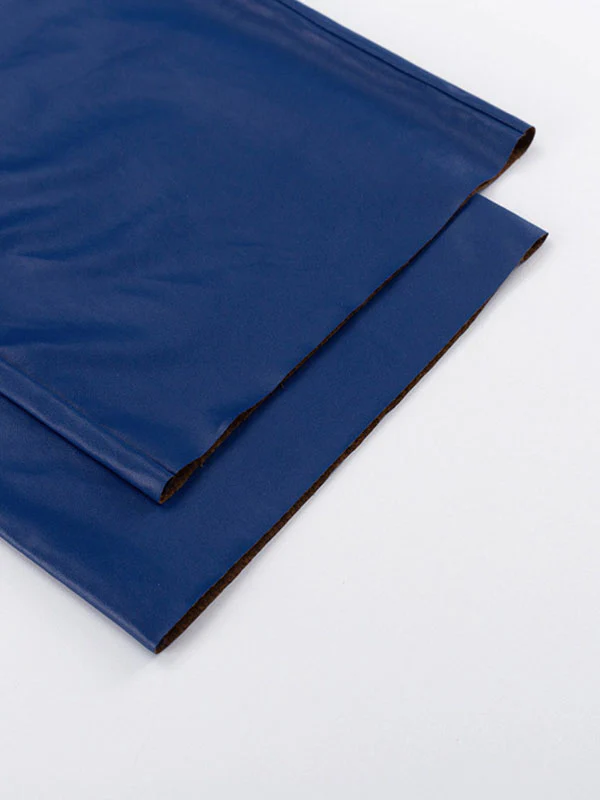 Skinny Leg Straight Leg High-Waisted Solid Color Split-Joint PU Pants Trousers - Image 12
