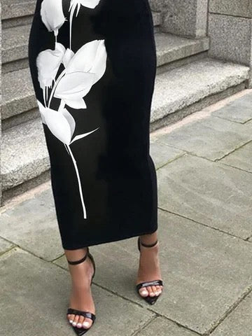 Skinny Wrap Flower Print Skirts Bottoms - Image 3