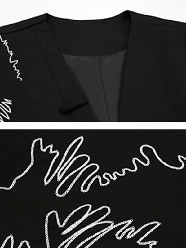 Sleeveless Asymmetric Buttoned Embroidered V-Neck Vest Top - Image 15